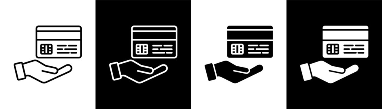 Card Payment white and black icon set design