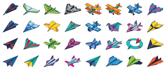 Collection of Colorful Origami Paper Airplanes © grendel