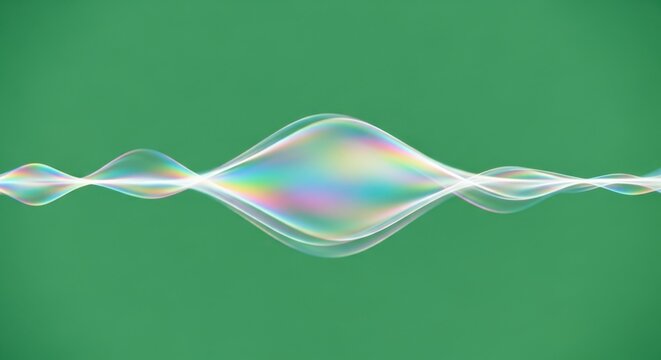 Vibrant iridescent wave ripples across solid green background