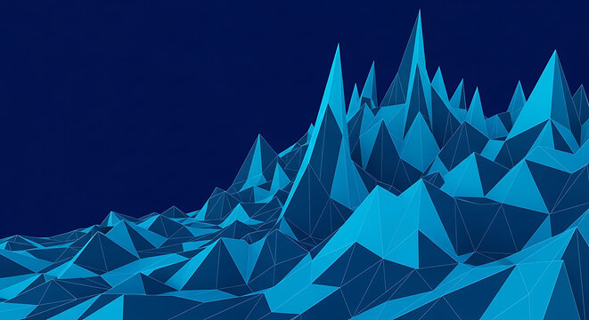 Abstract geometric 3D mountain landscape of blue peaks with mountain abstract geometric landscape background stylized structure triangle minimalist futuristic