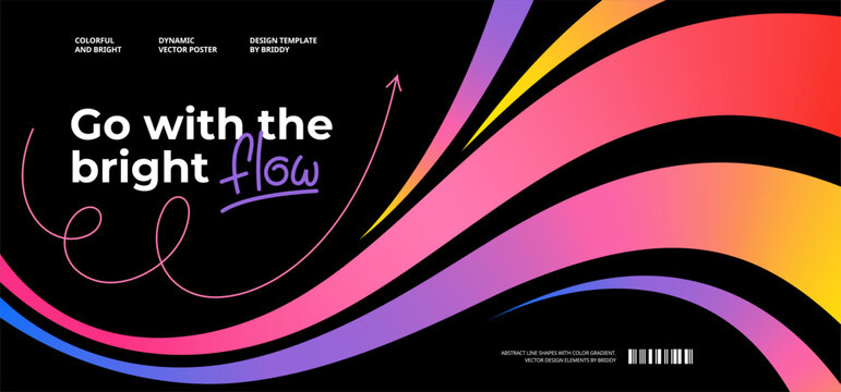 Abstract Color Poster with Dynamic Gradient Lines Pattern. Vector Sport Splash Design Element. Swirl Geometric Wave Line.