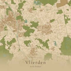 Naklejka premium Sand Tone Map of Vlierden, Netherlands | Warm Neutral Wall Art
