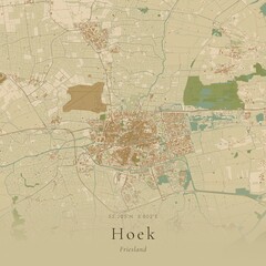Fototapeta premium Sand Tone Map of Hoek, Netherlands | Warm Neutral Wall Art