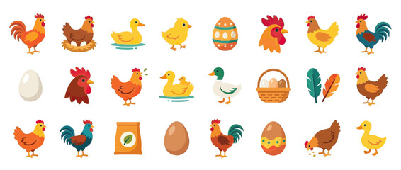 Cute Farm Animals and Easter Eggs Collection © Hantu
