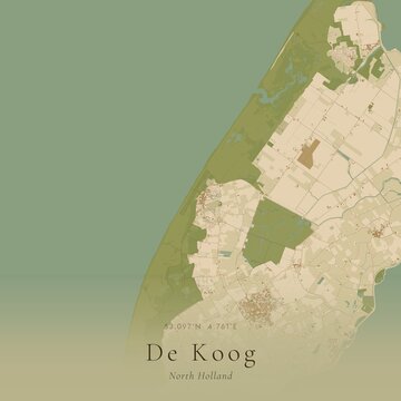 Sand Tone Map of De Koog, Netherlands | Warm Neutral Wall Art