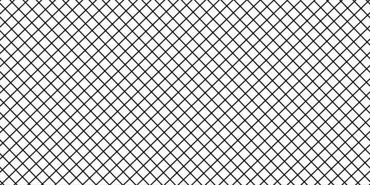 Diagonal cross line grid seamless pattern. Geometric diamond texture. Black diagonal line mesh on white background. Minimal quilted fabric.Ilustration Modern