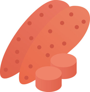 Spicy salted cod roe mentaiko food ingredient flat vector illustration.
