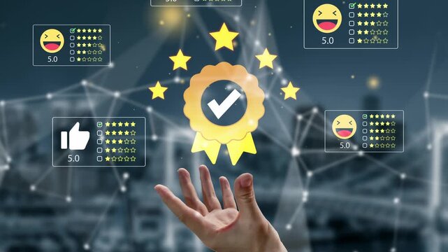 Digital representation of customer satisfaction with high ratings, awards, and positive reviews in a modern connected network environment. Entropy.
