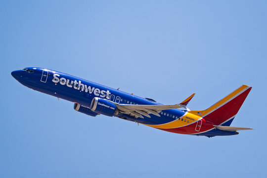 Sunport International Airport 7-12-2026 Albuquerque, NM USASouthwest Airlines Boeing 737-Max8 N8826Q departure from runway 8 at Albuquerque Sunport international airport.