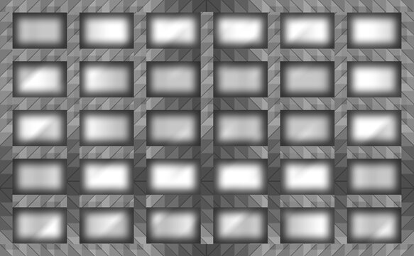 ブロックが並ぶタイルやビル等をイメージした模様でデコレーションしダークな要素もある質感の色でペイントしたイラストの壁紙