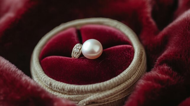 Single Pearl Earring in Velvet Jewelry Box Ref fadzm2