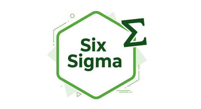 Modern green Six Sigma logo design in a hexagonal frame with a sigma symbol. Represents business process improvement, quality management, and methodology.