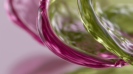 Obraz premium Duotone liquid glass droplets colliding in magenta and lime tones