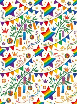 Vibrant seamless pattern of the japanese star festival tanabata