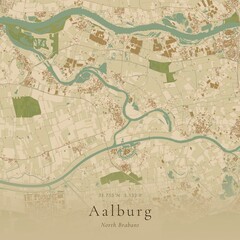 Fototapeta premium Sand Tone Map of Aalburg, Netherlands | Warm Neutral Wall Art