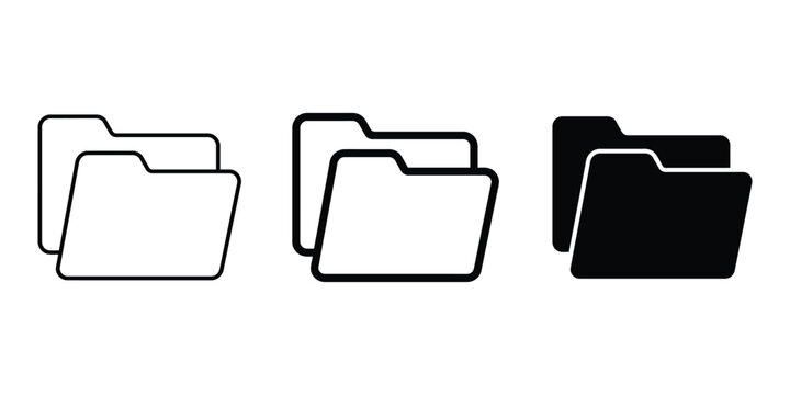 File folders icon silhouette vector outline and line art