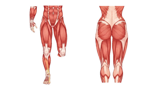 Human lower body muscular system with leg and gluteal anatomy