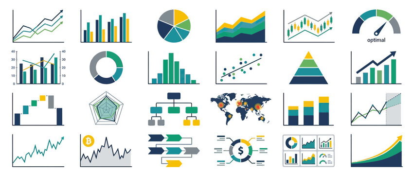 Diverse Business Data Charts and Graphs Collection