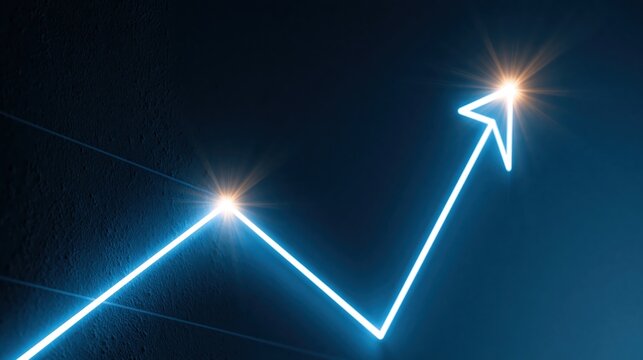 Glowing upward arrow breaking through the ceiling of a limit
