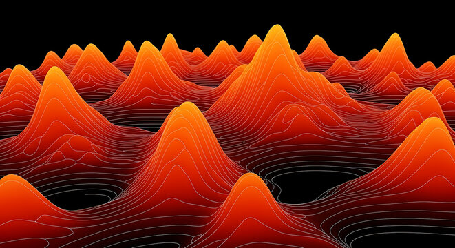 Abstract microscopic organic terrain with orange glowing bumpy surface abstract microscopic chemistry structure molecular scientific background
