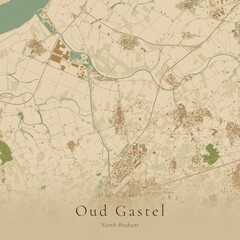 Fototapeta premium Sand Tone Map of Oud Gastel, Netherlands | Warm Neutral Wall Art