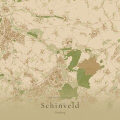 Fototapeta premium Sand Tone Map of Schinveld, Netherlands | Warm Neutral Wall Art