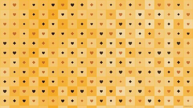 Abstract Casino Playing Card Suits Grid Loop &ndash; Yellow and Orange Checkerboard Motion Background