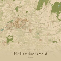 Naklejka premium Sand Tone Map of Hollandscheveld, Netherlands | Warm Neutral Wall Art