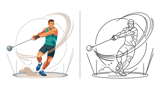 Athlete Swinging Hammer Throw in Competition