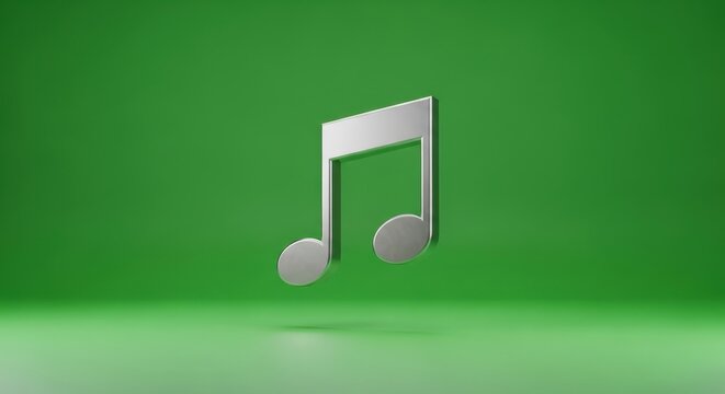 Silvery Eighth Note Rests Gracefully on a Verdant Expanse Symbolizing Melodies Harmony and The Universal Language of Sound for Creative Projects and Digital Artistry.
