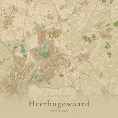 Fototapeta premium Sand Tone Map of Heerhugowaard, Netherlands | Warm Neutral Wall Art