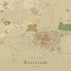Fototapeta premium Sand Tone Map of Westeinde, Netherlands | Warm Neutral Wall Art