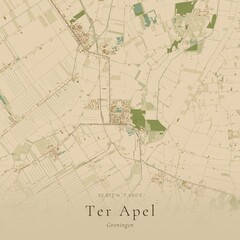 Fototapeta premium Sand Tone Map of Ter Apel, Netherlands | Warm Neutral Wall Art