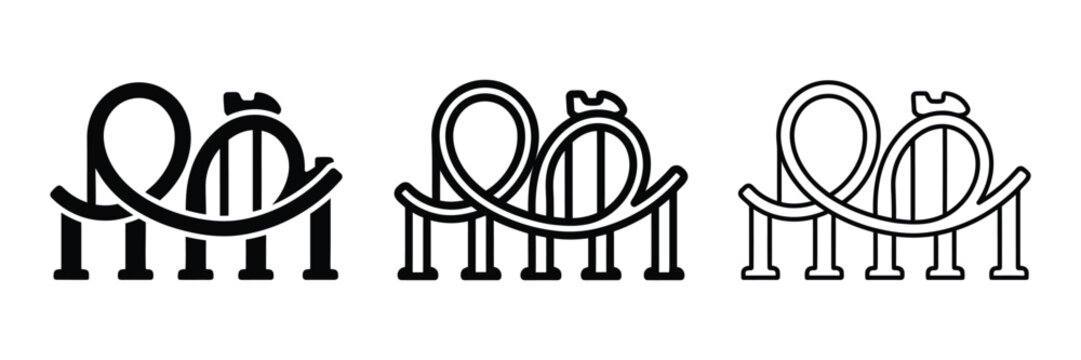 Rollercoaster icon silhouette vector outline and line art