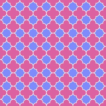 Pink and Purple Quatrefoil Seamless Pattern Moroccan Tile Design