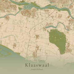 Fototapeta premium Sand Tone Map of Klaaswaal, Netherlands | Warm Neutral Wall Art