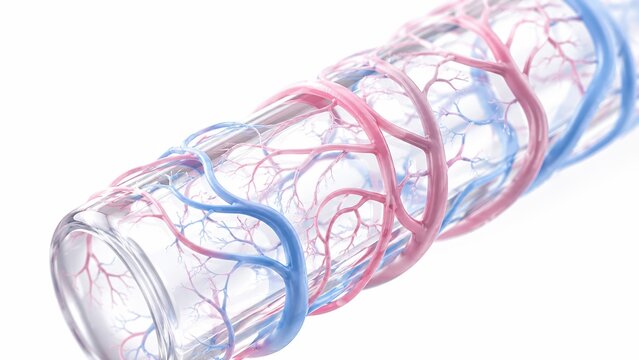 Human Blood Vessel Anatomy with Capillaries for Medical Biology Concept 3D