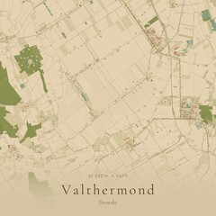 Naklejka premium Sand Tone Map of Valthermond, Netherlands | Warm Neutral Wall Art