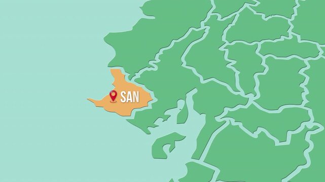 Mapa de Ecuador con divisi&oacute;n pol&iacute;tica resaltando la provincia Santa Elena