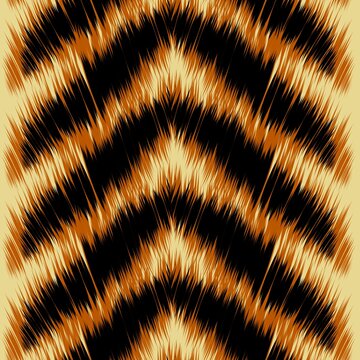 ​Seamless Ikat Chevron Pattern in Black and Orange
​Modern ethnic textile design with orange, black, and beige zigzag geometric motifs. Ideal for fash