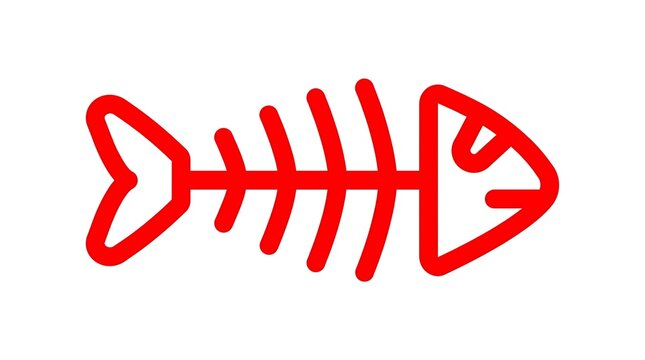 Red outline of a fish bone skeleton