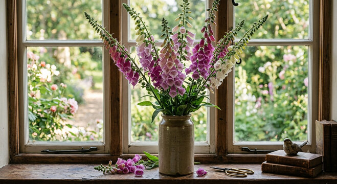 A bouquet of snapdragons in a vase