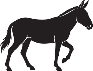 Fototapeta premium Black mule silhouette galloping in motion. Minimalist vector animal illustration for modern design projects.