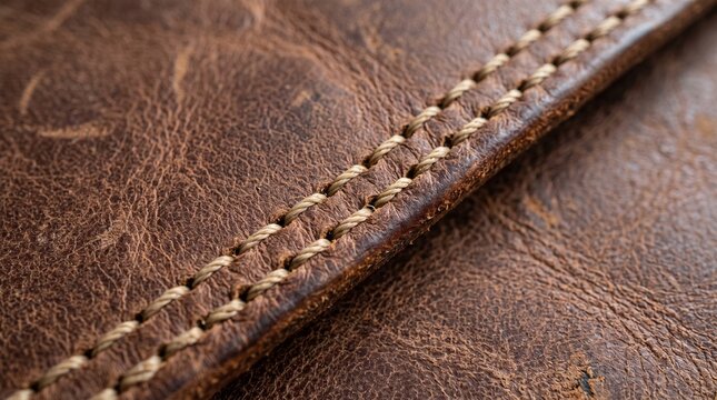 Stitched Leather Texture Closeup