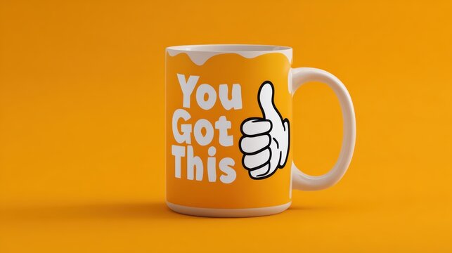 Motivational Coffee Mug With Positive Message And Thumbs Up Design