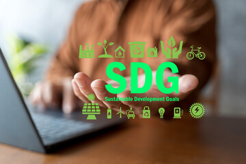 SDG Sustainable Development Goals and Green Business Technology Concept