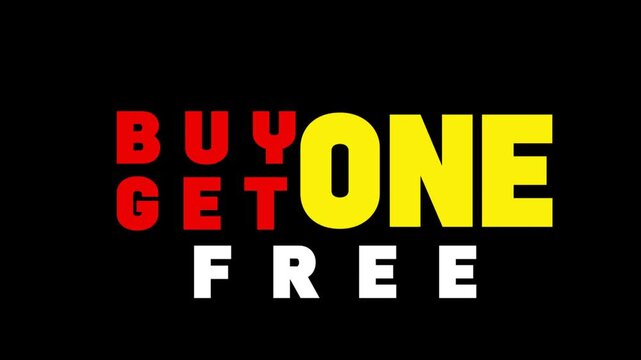 Buy One Get One Free Animation &ndash; Red Yellow Text Motion Sale Promo Footage
