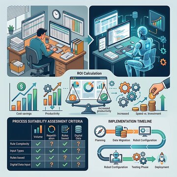 Business robotic process automation and digital transformation infographic