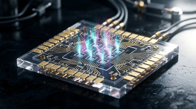 Advanced quantum processor emitting light on a glass substrate