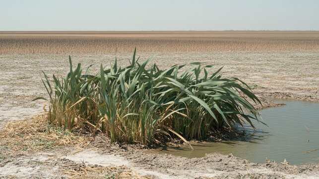 Lush Well-Watered Grass in Foreground Transitioning Abruptly